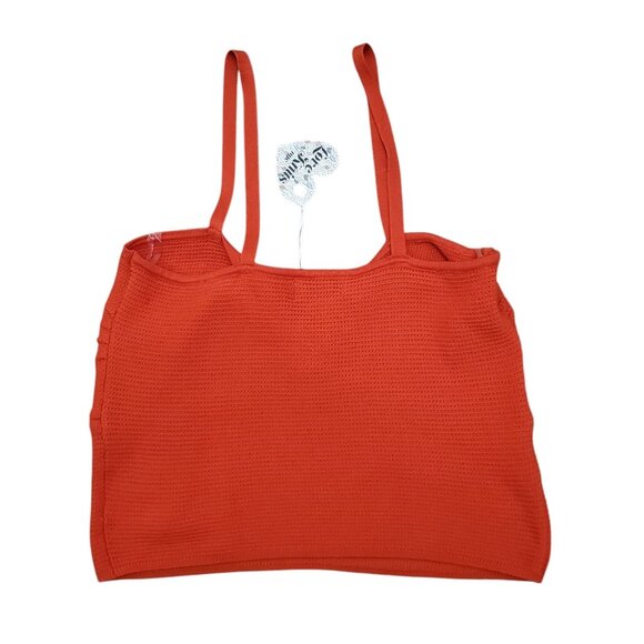 Love Knits NYC Junior's Bright Orange Crossed‎ Boho Cropped Festival Top NWT XL - Picture 4 of 4